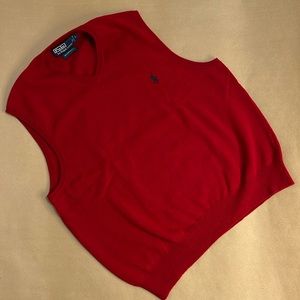 Red Wool Polo Vest
